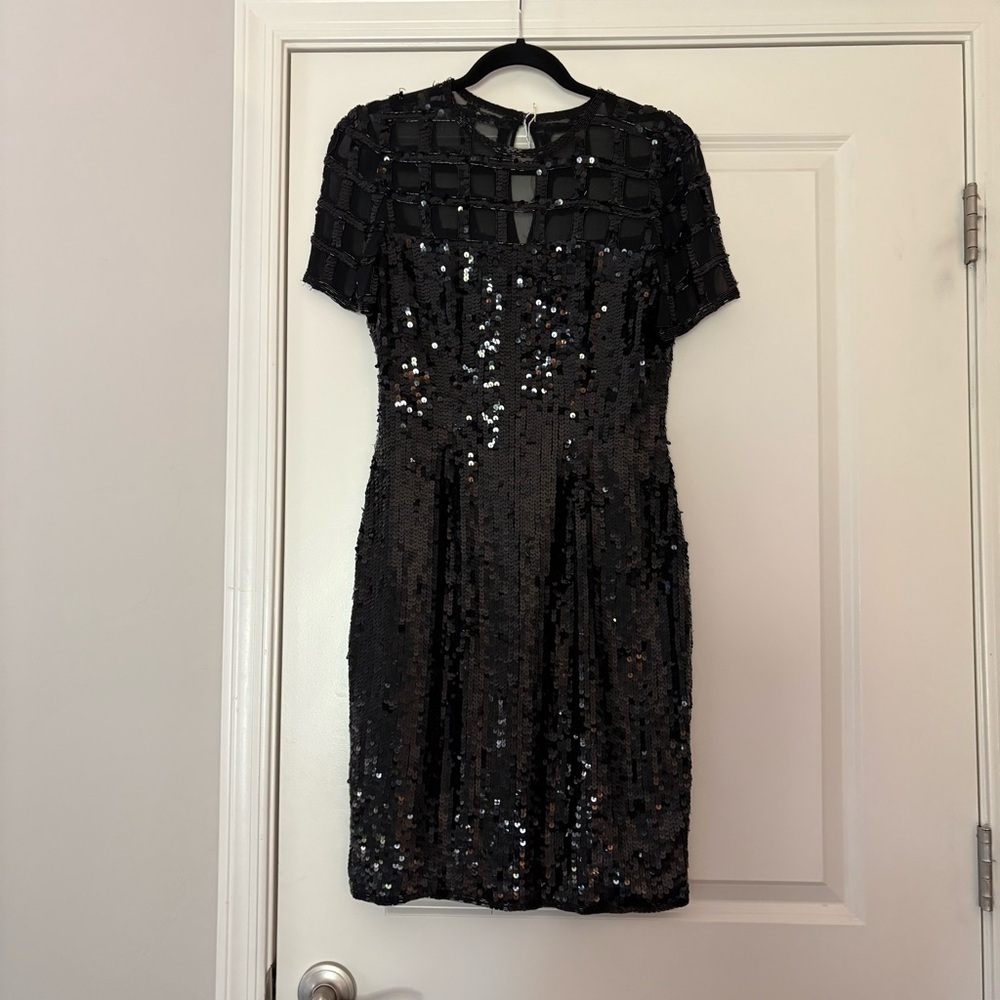 Vintage Elegant Black Sequin Mini Dress - Picture 2 of 15